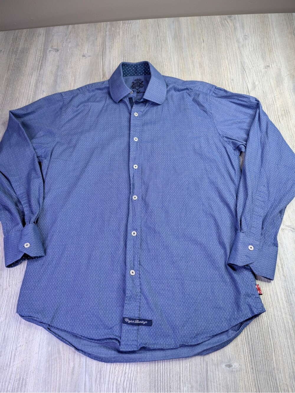 English Laundry Men's Blue Button-Up Dress Shirt 16 34/35